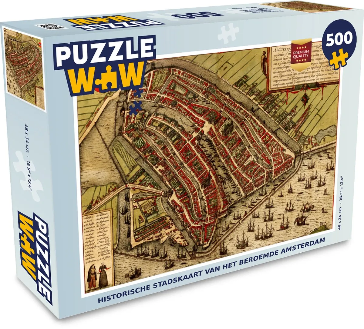 PuzzleWow Amsterdam Vintage Legpuzzel 500 Stuks - Multicolor