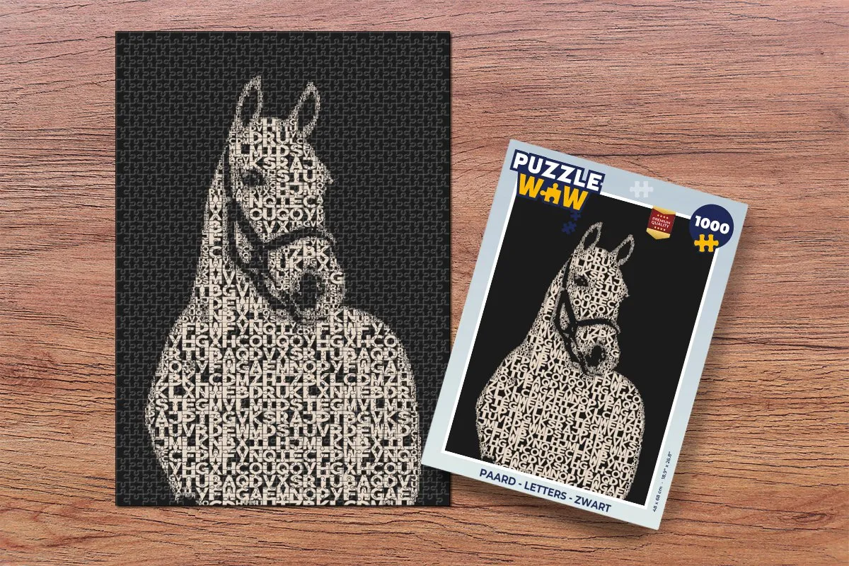 PuzzleWow Paard Letters Puzzel 1000 Stuks - Multicolor