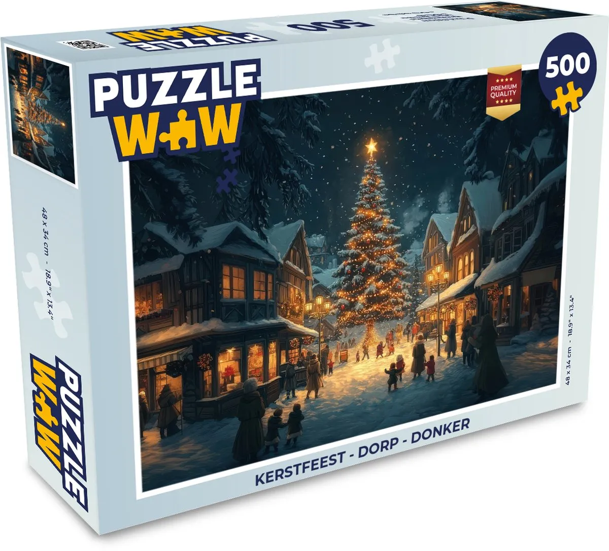 PuzzleWow Kerstfeest Dorp Puzzel 500 Stuks