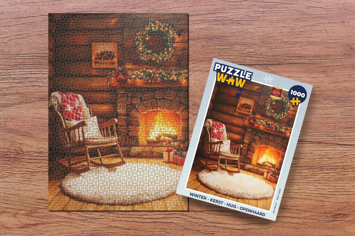 PuzzleWow Kerst Openhaard Legpuzzel 1000 Stuks
