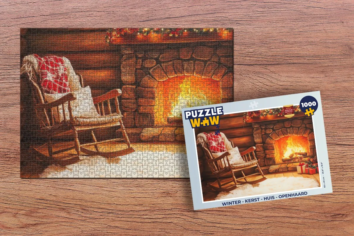 PuzzleWow Kerst Openhaard Legpuzzel 1000 Stuks