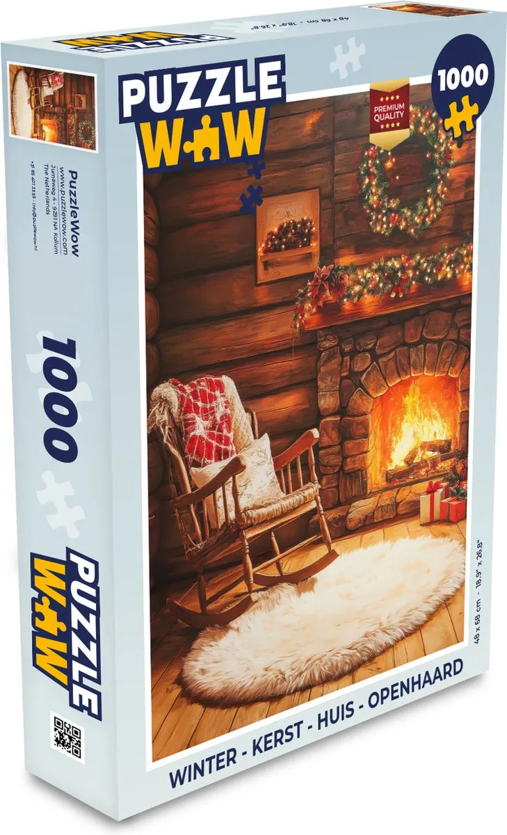PuzzleWow Kerst Openhaard Legpuzzel 1000 Stuks