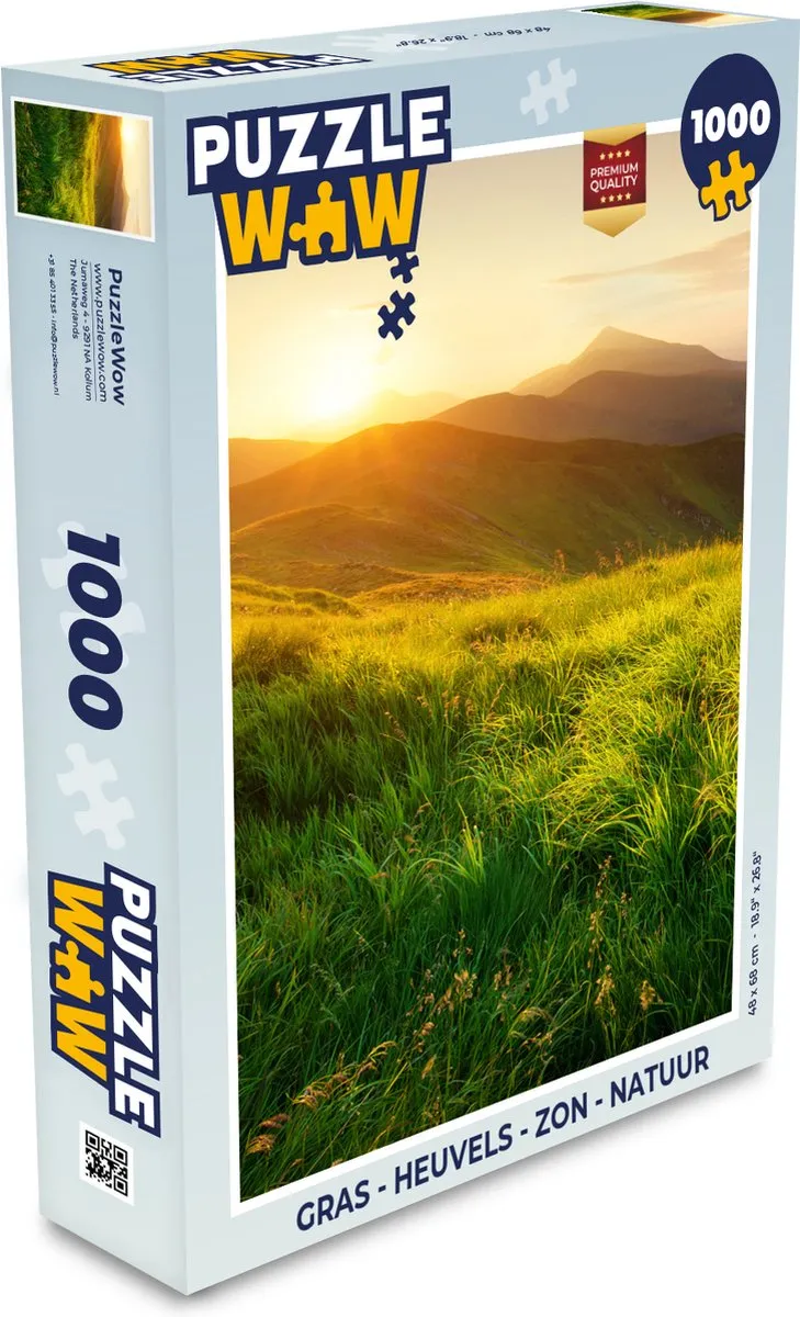 PuzzleWow Legpuzzel 1000 Stuks - Gras, Heuvels & Natuur Multicolor