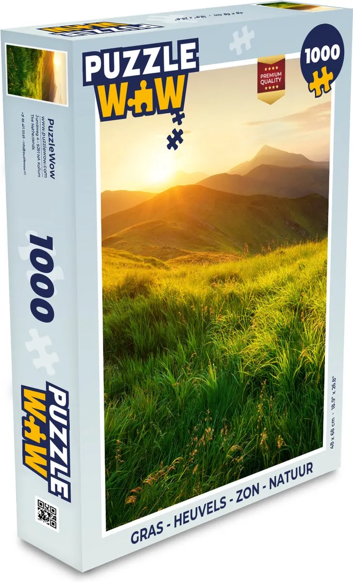 PuzzleWow Legpuzzel 1000 Stuks - Gras, Heuvels & Natuur Multicolor