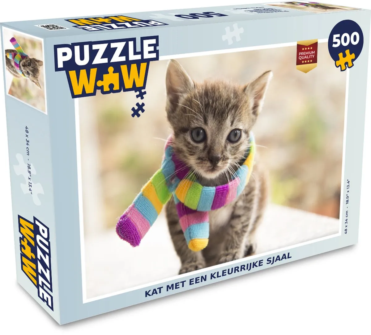 PuzzleWow Kat Sjaal Wol Legpuzzel 500 Stuks