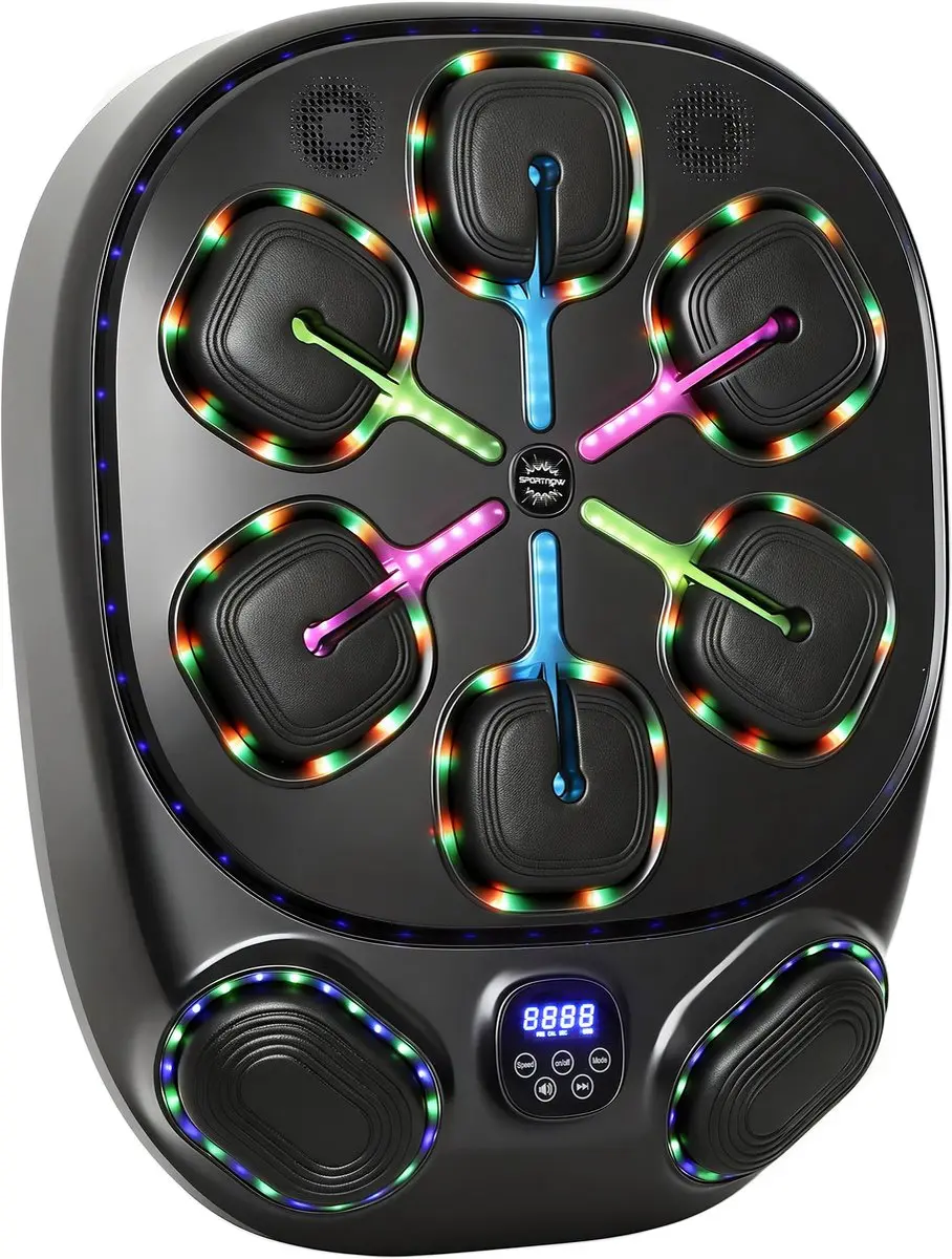 Sportnow Music Boxing Machine-Schuimrubber, Kunststof-61L x 48B x 11H cm-Zwart