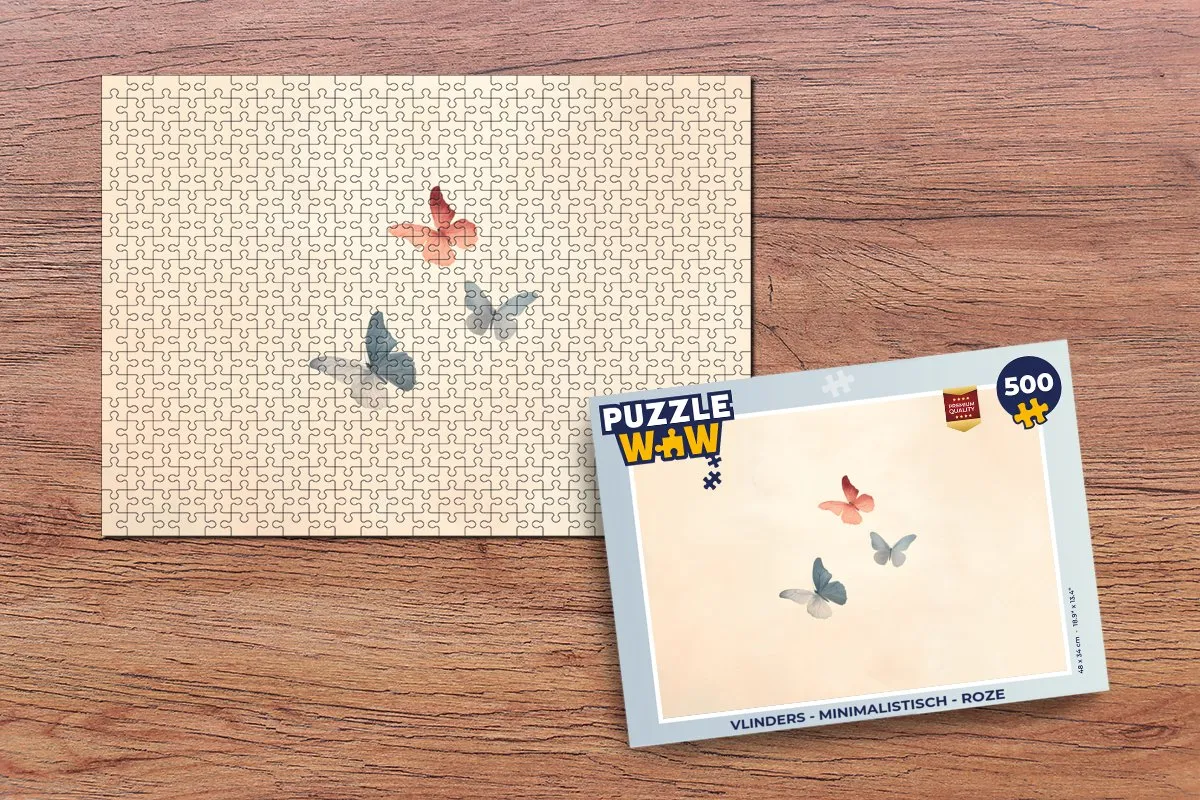 PuzzleWow Vlinders Legpuzzel 500 Stuks - Roze