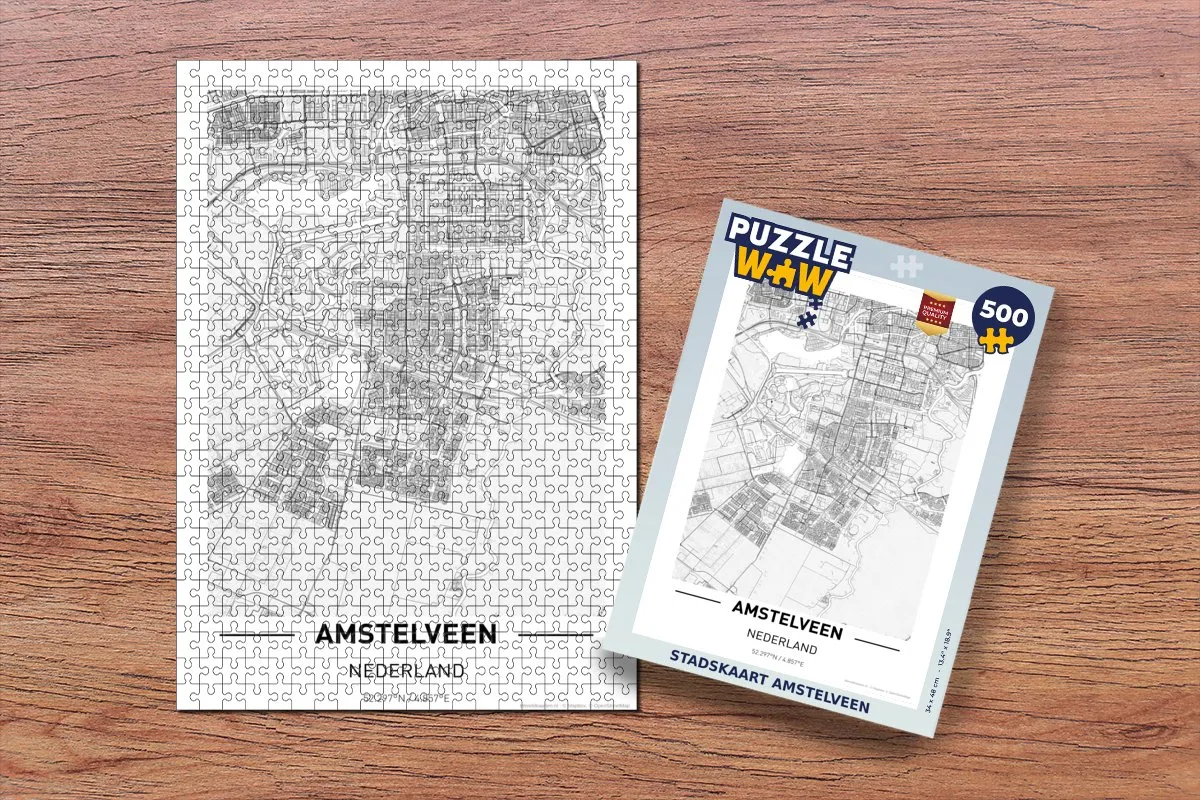 PuzzleWow Stadskaart Amstelveen Legpuzzel 500 Stuks - Multicolor