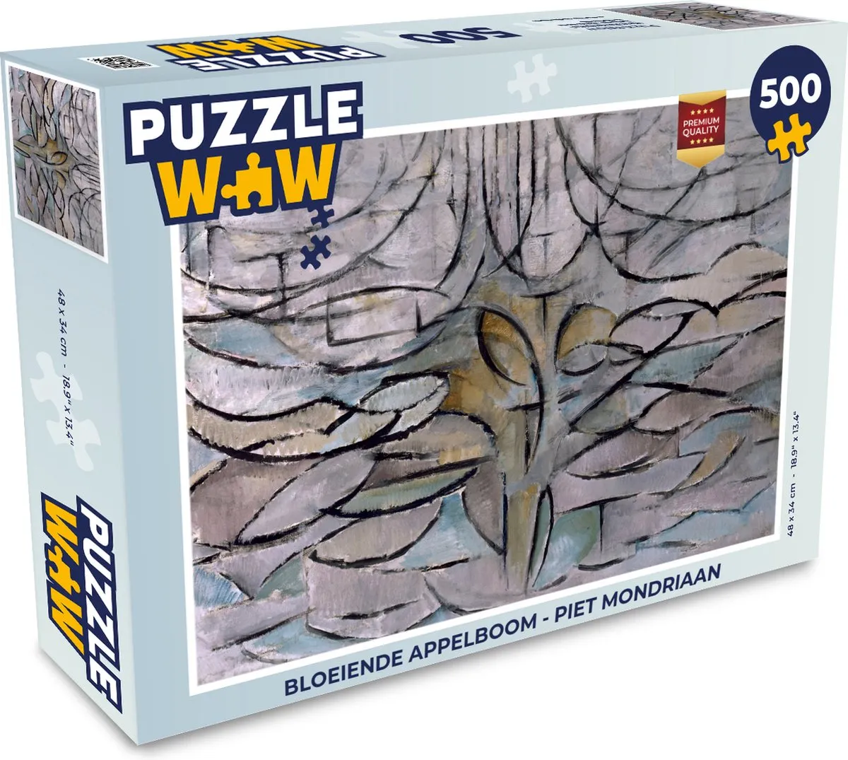PuzzleWow Piet Mondriaan Bloeiende Appelboom Legpuzzel 500 Stuks