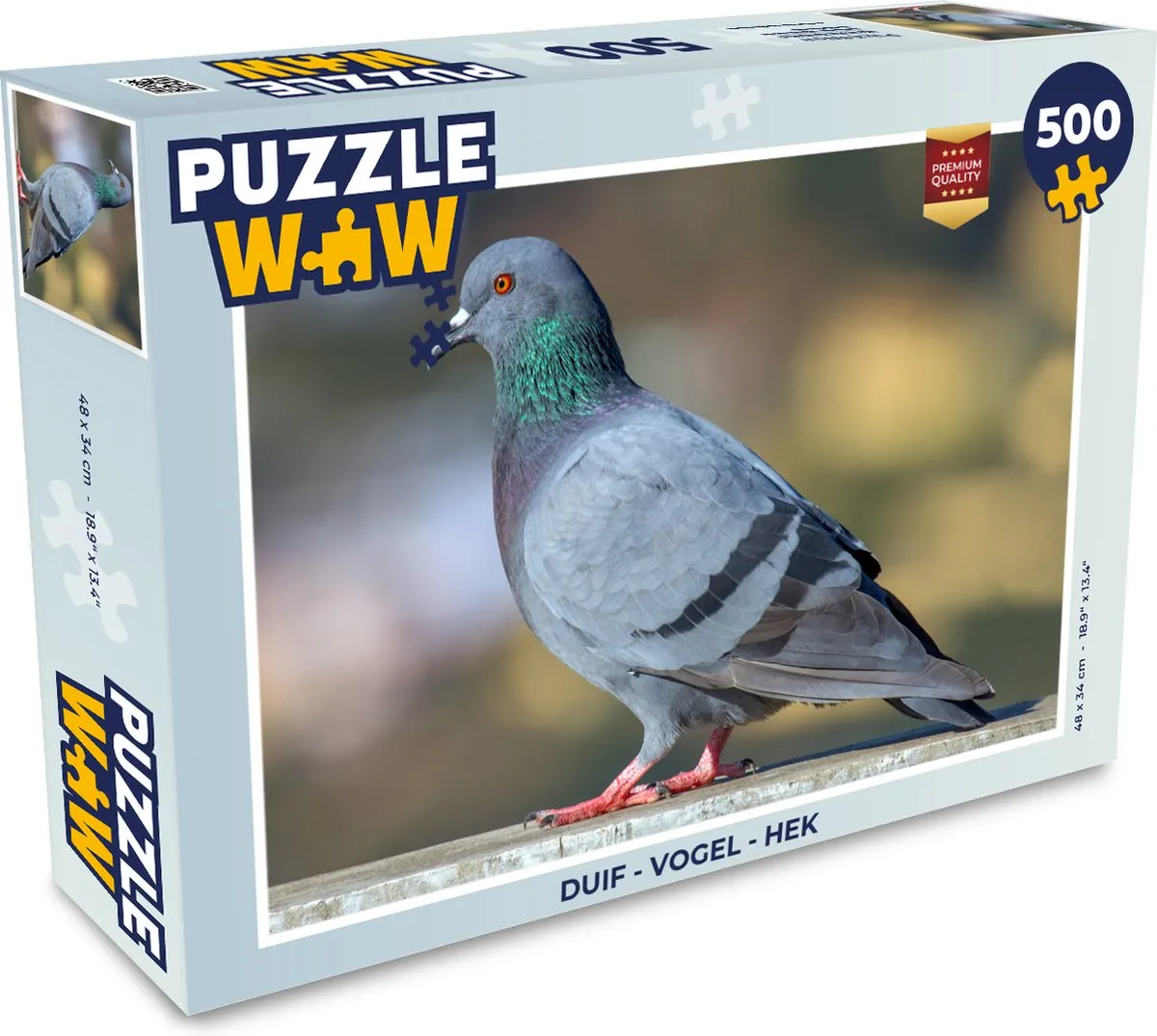 PuzzleWow Duif Vogel Hek Legpuzzel 500 Stuks - Multicolor