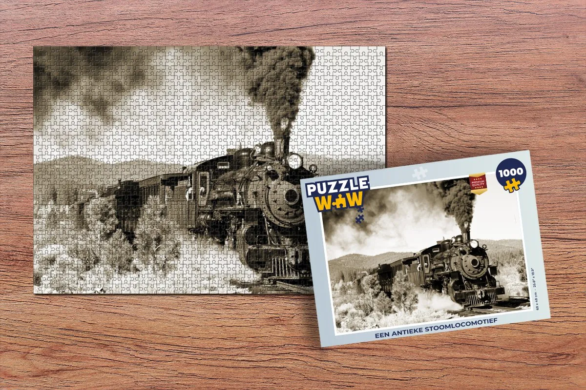PuzzleWow Legpuzzel Antieke Stoomlocomotief 1000 Stuks - Multicolor