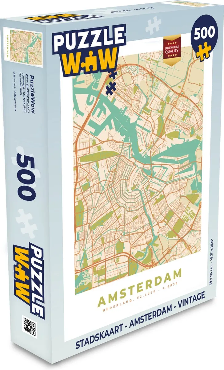 PuzzleWow Amsterdam Vintage Legpuzzel 500 Stuks