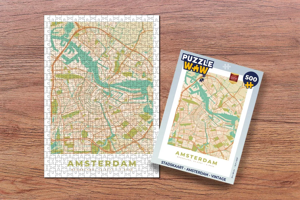 PuzzleWow Amsterdam Vintage Legpuzzel 500 Stuks - Multicolor
