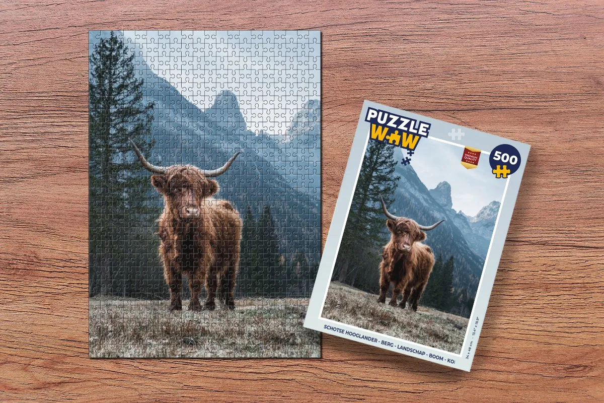 PuzzleWow Schotse Hooglander Legpuzzel 500 Stuks - Multicolor
