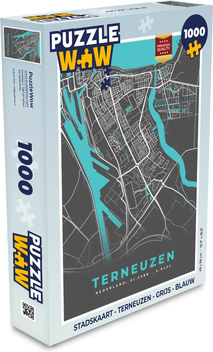 PuzzleWow Stadskaart Terneuzen Puzzel 1000 Stuks