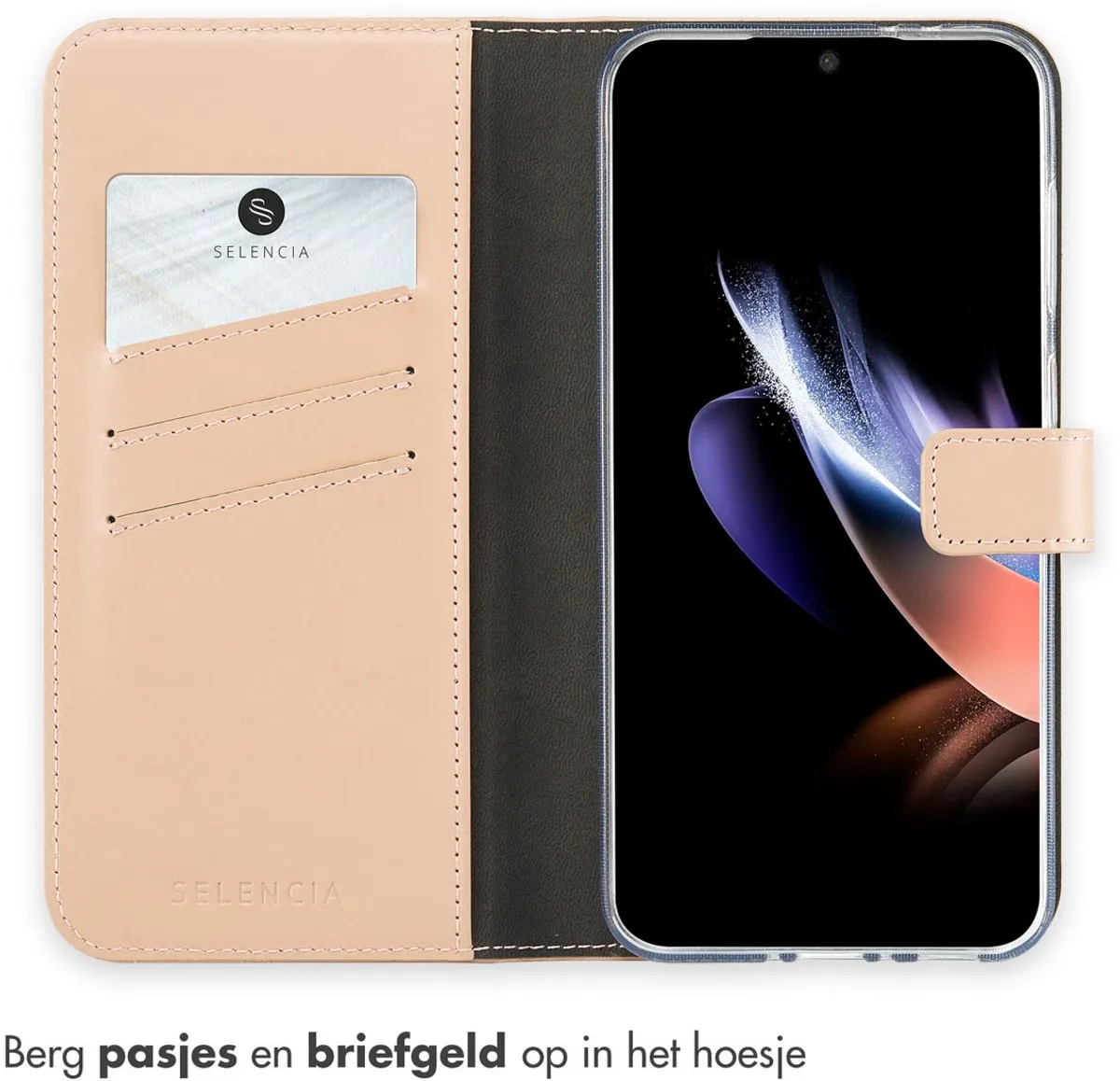 Selencia Hoesje Samsung Galaxy A36/A56 - Echt Lederen Bookcase Roze