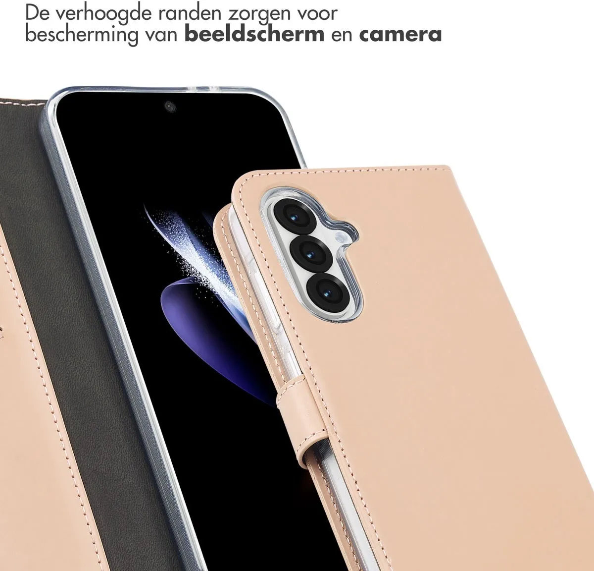 Selencia Hoesje Samsung Galaxy A36/A56 - Echt Lederen Bookcase Roze