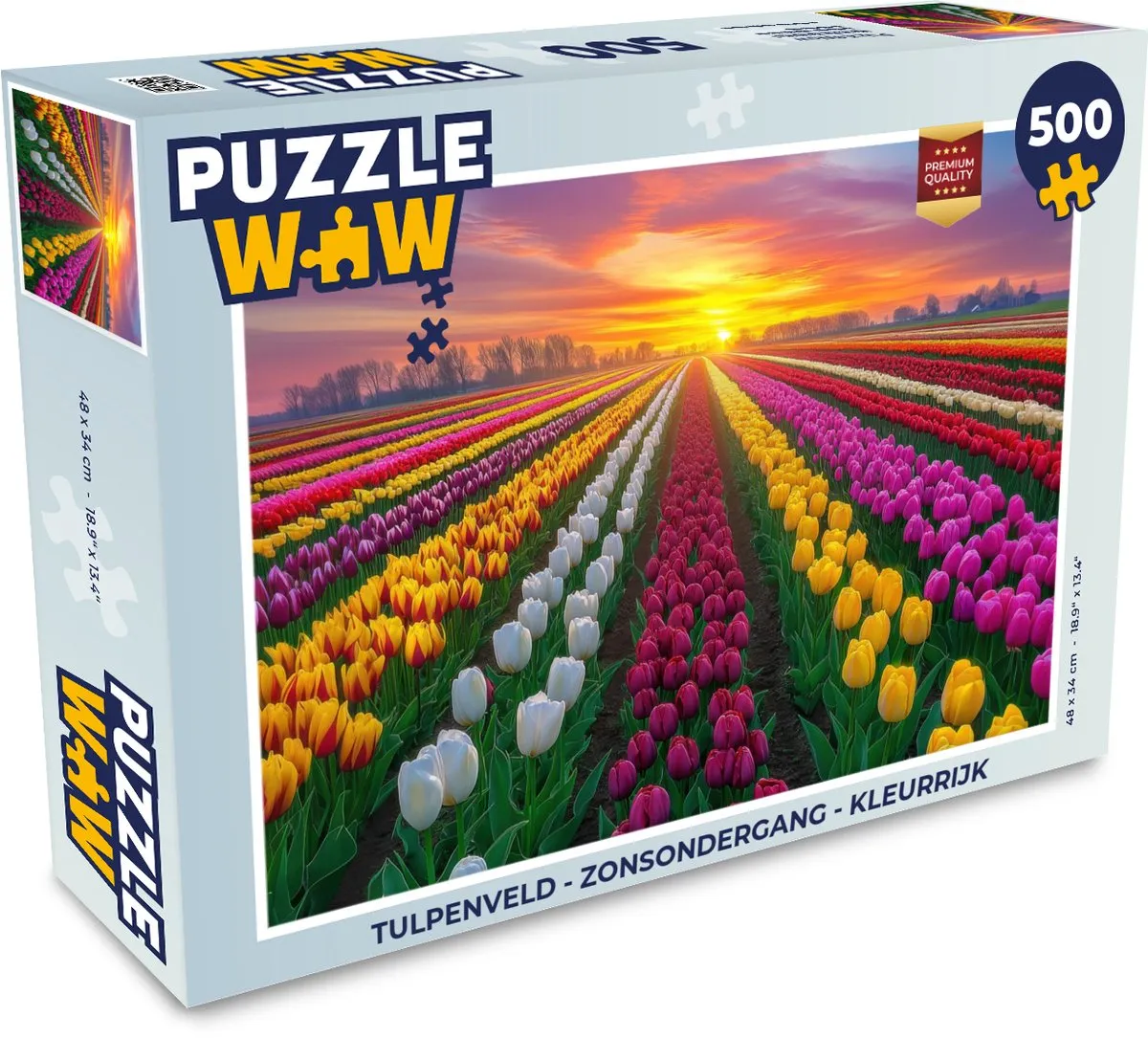 PuzzleWow Tulpenveld Zonsondergang Legpuzzel 500 Stuks