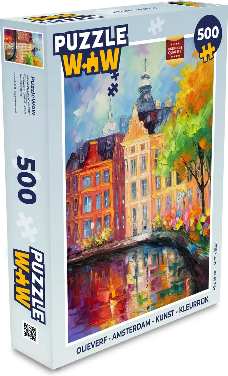 PuzzleWow Amsterdam Kunst Puzzel 500 Stuks - Multicolor