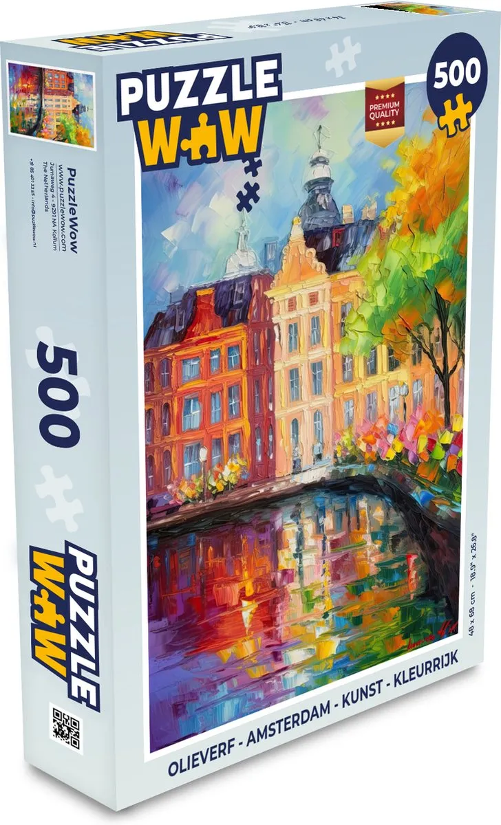 PuzzleWow Amsterdam Kunst Puzzel 500 Stuks - Multicolor