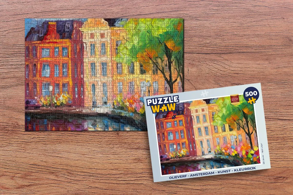 PuzzleWow Amsterdam Kunst Puzzel 500 Stuks - Multicolor