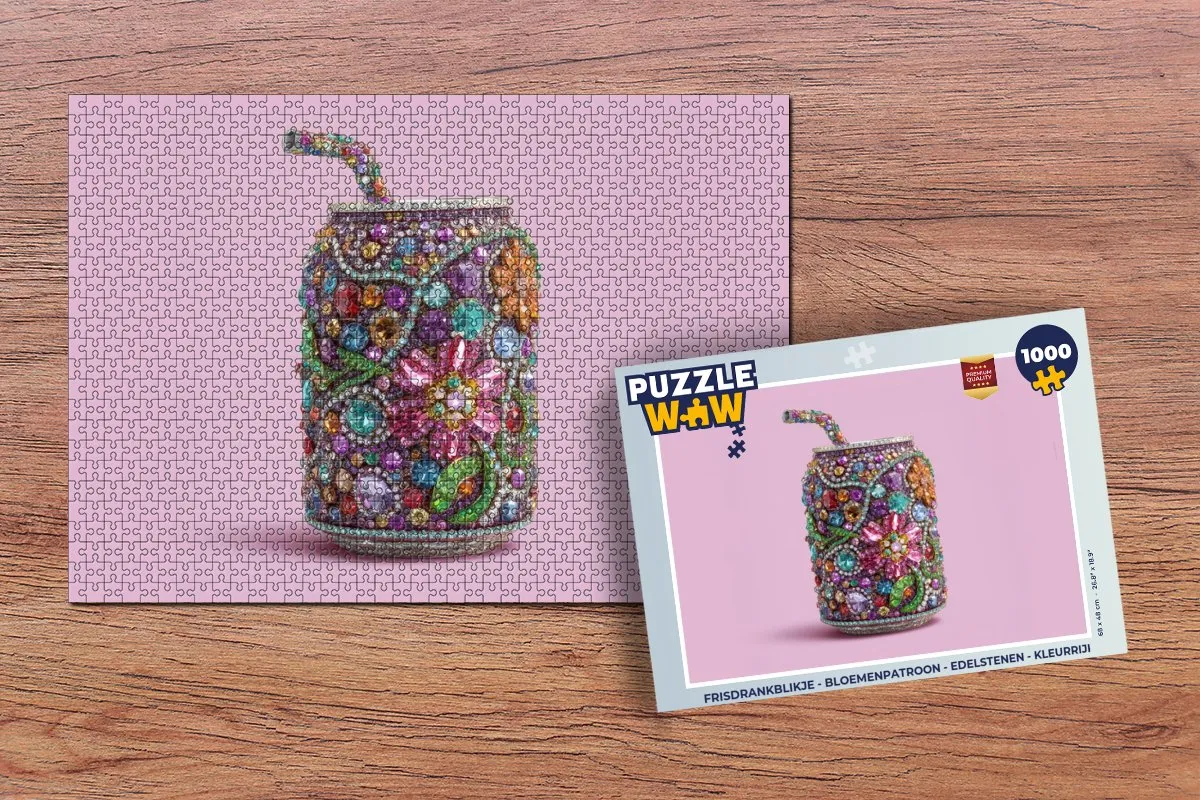 PuzzleWow Frisdrankblikje Bloemenpatroon Legpuzzel 1000 Stuks - Edelstenen