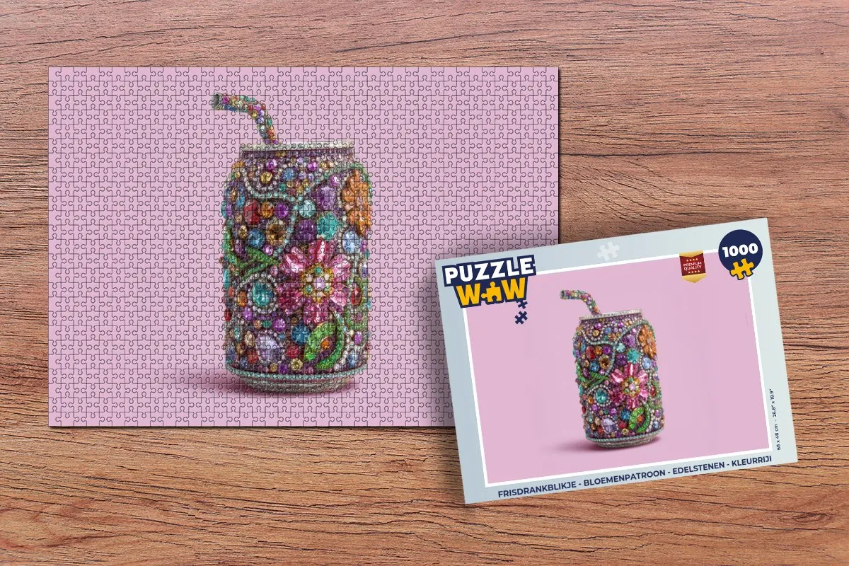 PuzzleWow Frisdrankblikje Bloemenpatroon Legpuzzel 1000 Stuks - Edelstenen