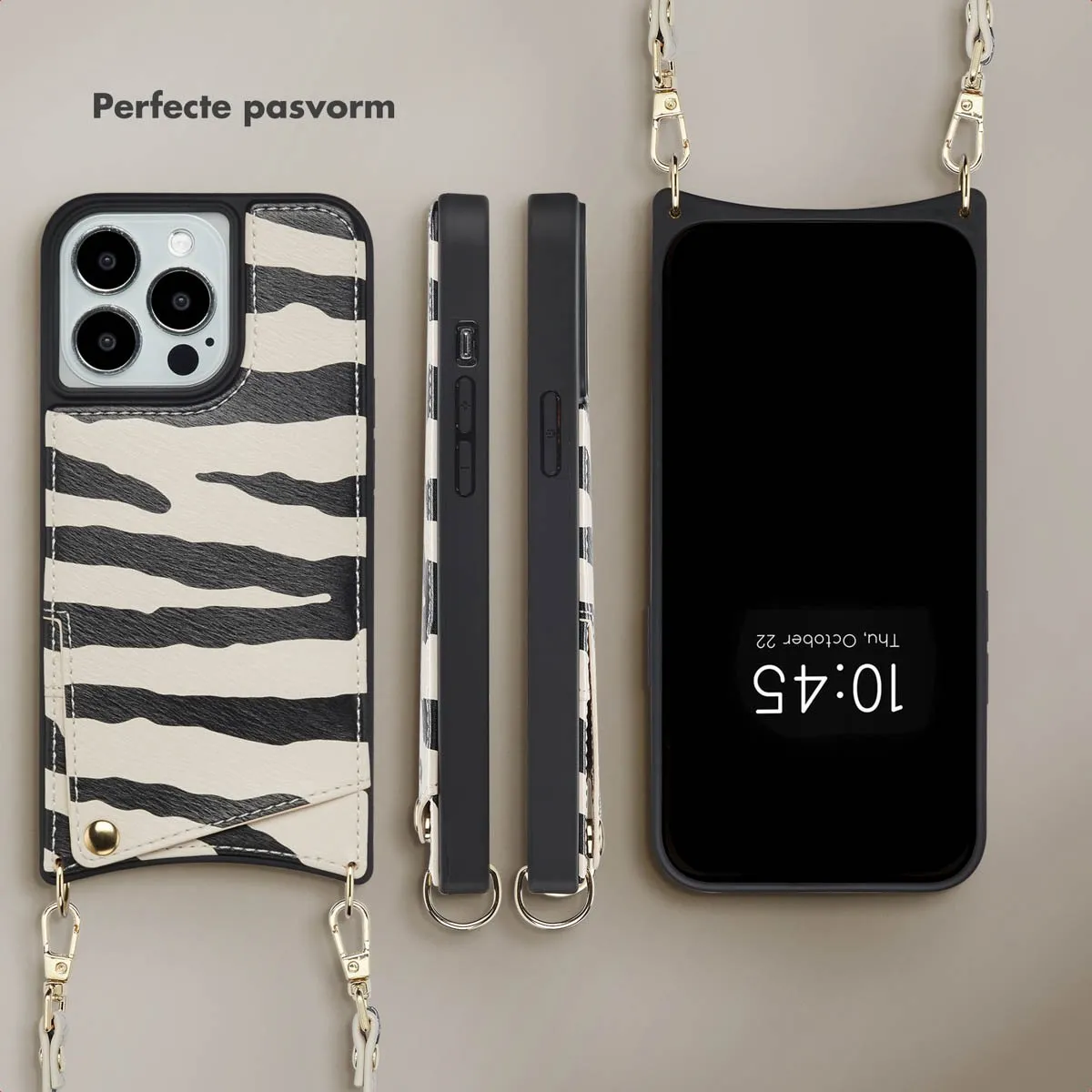 Selencia Hoesje iPhone 13 Pro Zazzy Zebra - 2 Pasjes - afbeelding 6 van 6