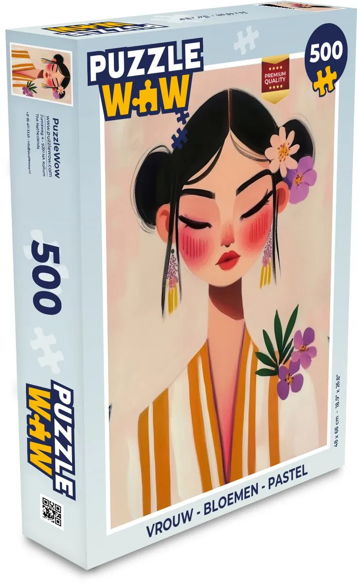 PuzzleWow Bloemen Legpuzzel 500 Stuks - Pastel - Vrouw