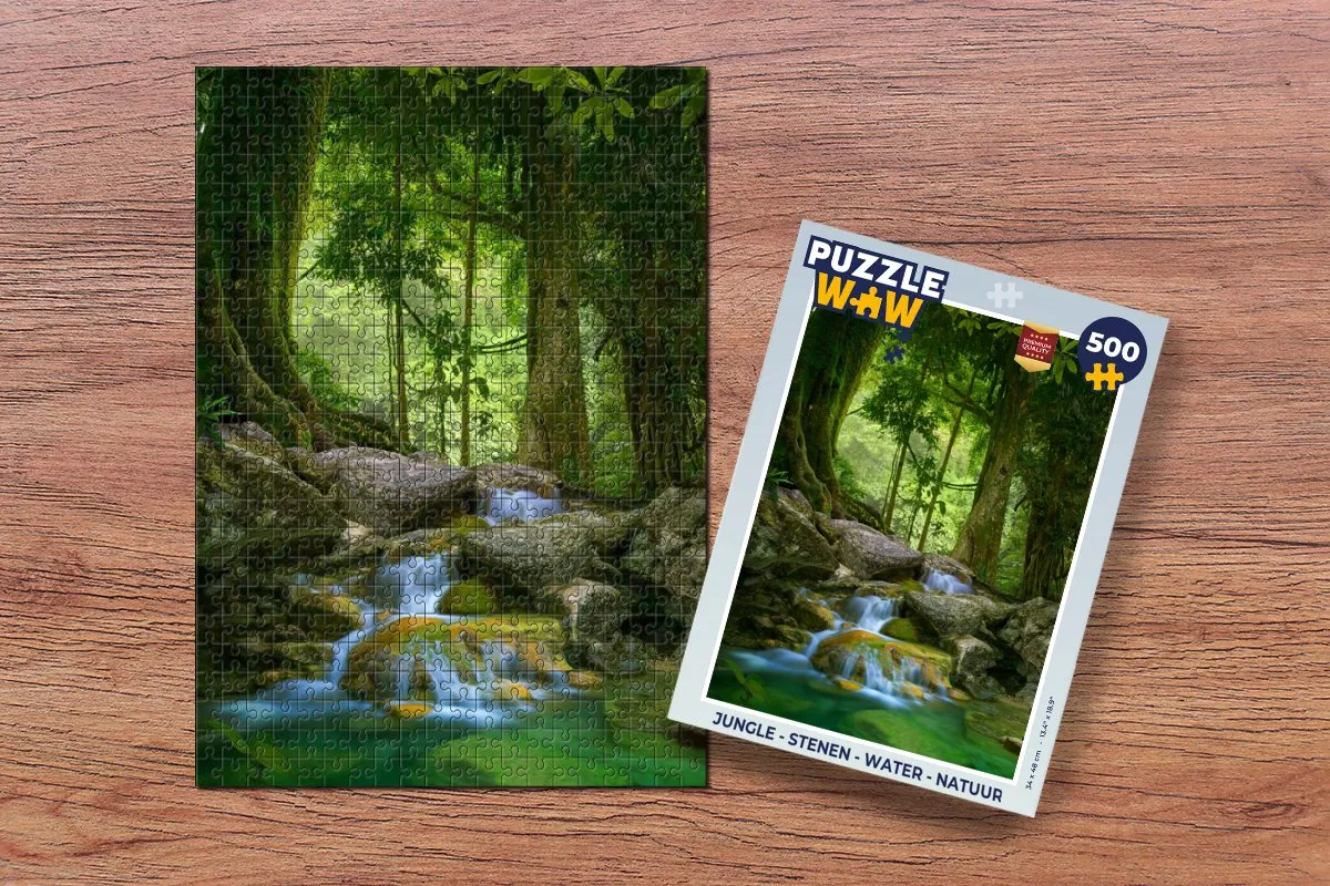 PuzzleWow Jungle Stenen Water Natuur Legpuzzel 500 Stuks - Multicolor