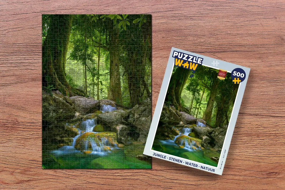 PuzzleWow Jungle Stenen Water Natuur Legpuzzel 500 Stuks - Multicolor