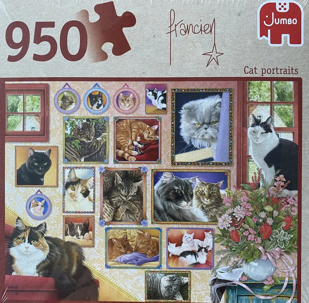 Jumbo Puzzel Francien Cat Portraits 950 Stuks - Multicolor