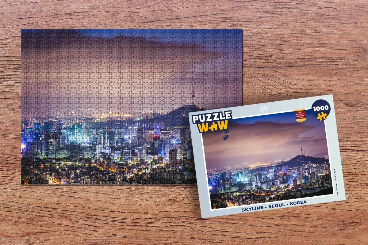 PuzzleWow Seoul Skyline Legpuzzel 1000 Stuks - Multicolor