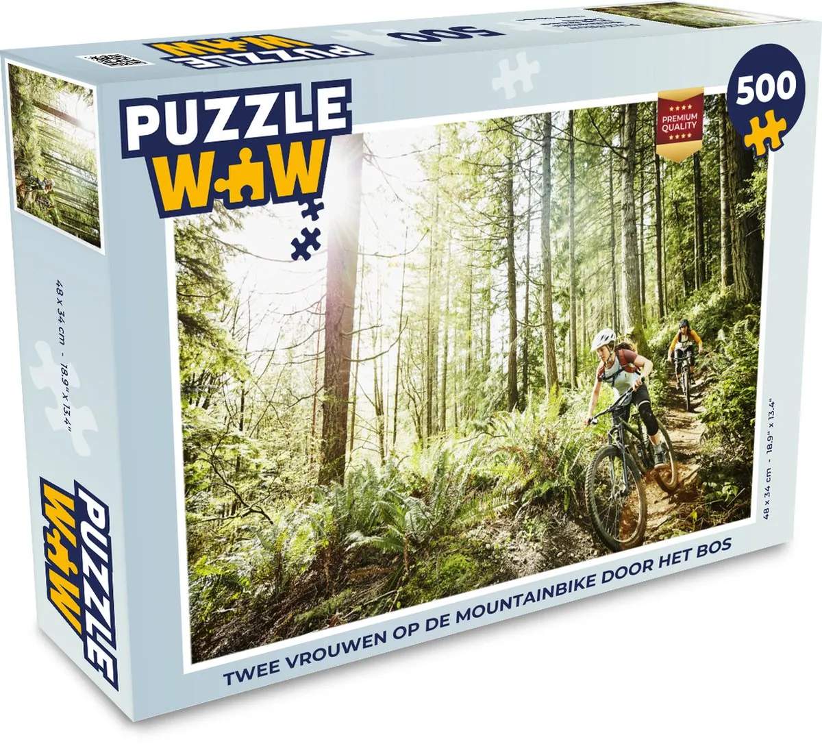 PuzzleWow Legpuzzel Twee vrouwen op de mountainbike 500 Stuks - Multicolor