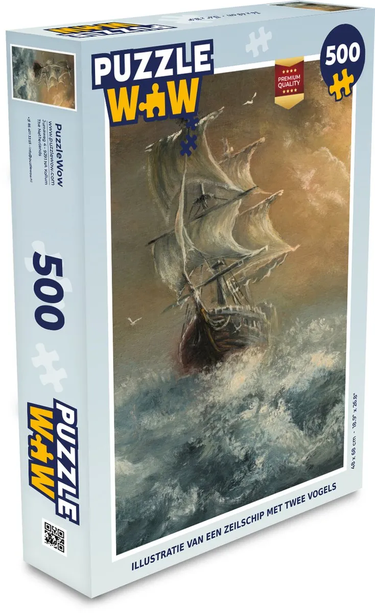 PuzzleWow Zeilschip met Vogels Legpuzzel 500 Stuks - Multicolor