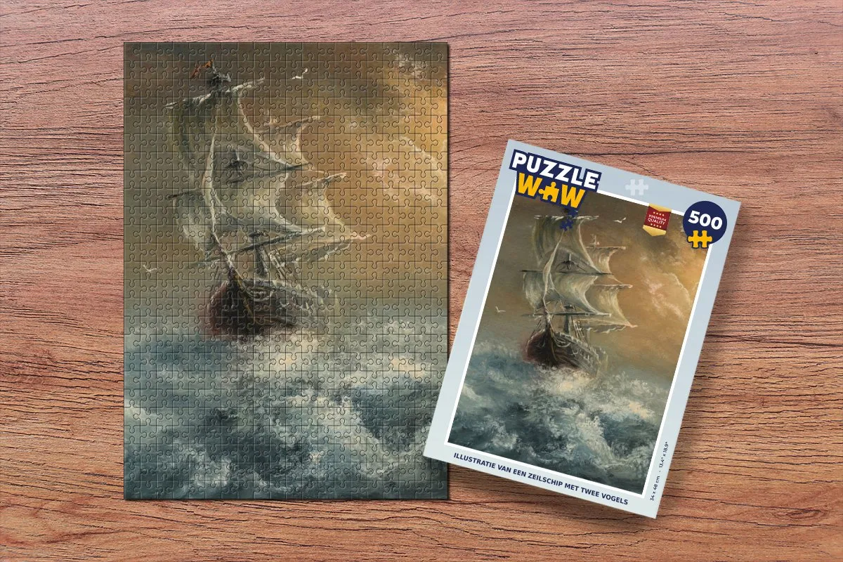 PuzzleWow Zeilschip met Vogels Legpuzzel 500 Stuks - Multicolor
