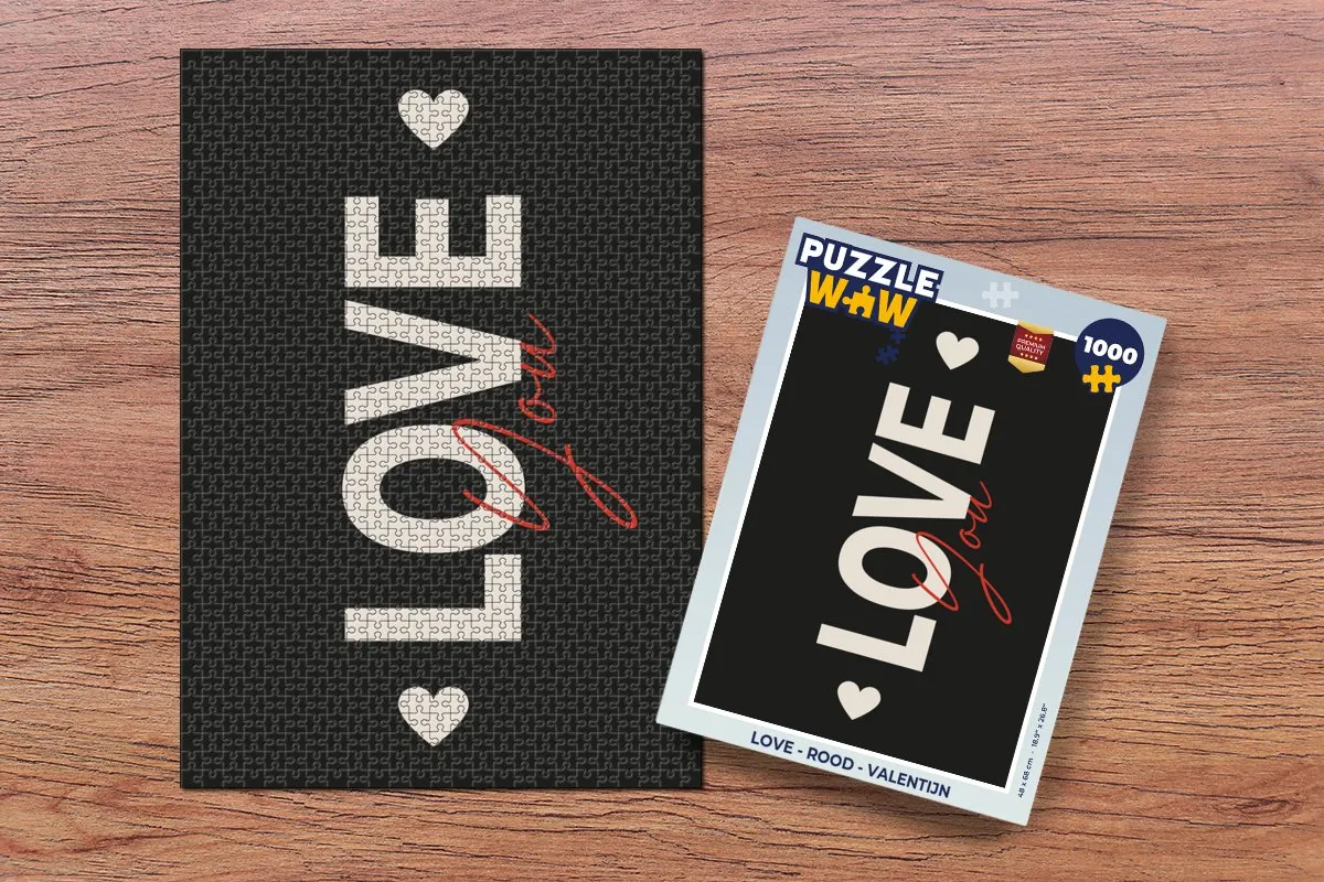 PuzzleWow Love Legpuzzel 1000 Stuks - Rood/Zwart
