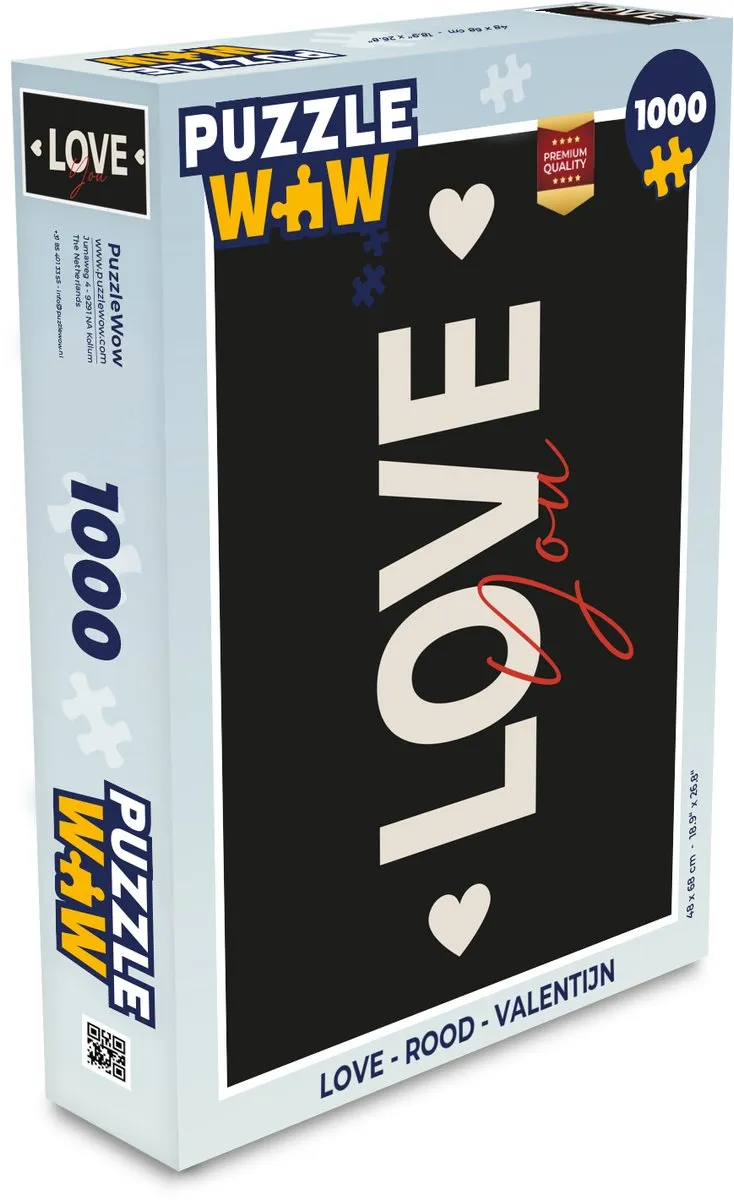 PuzzleWow Love Legpuzzel 1000 Stuks - Rood/Zwart