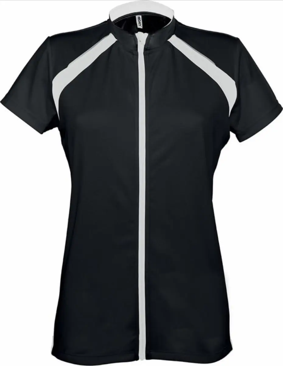 Dames-fietsshirt Korte Mouwen, Zwart/Wit, maat XS/S