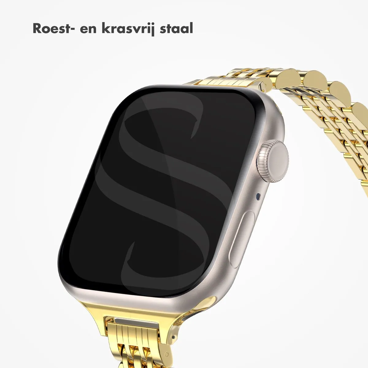 Selencia Slim Steel Schakelbandje Apple Watch 42mm - Goud - afbeelding 6 van 6
