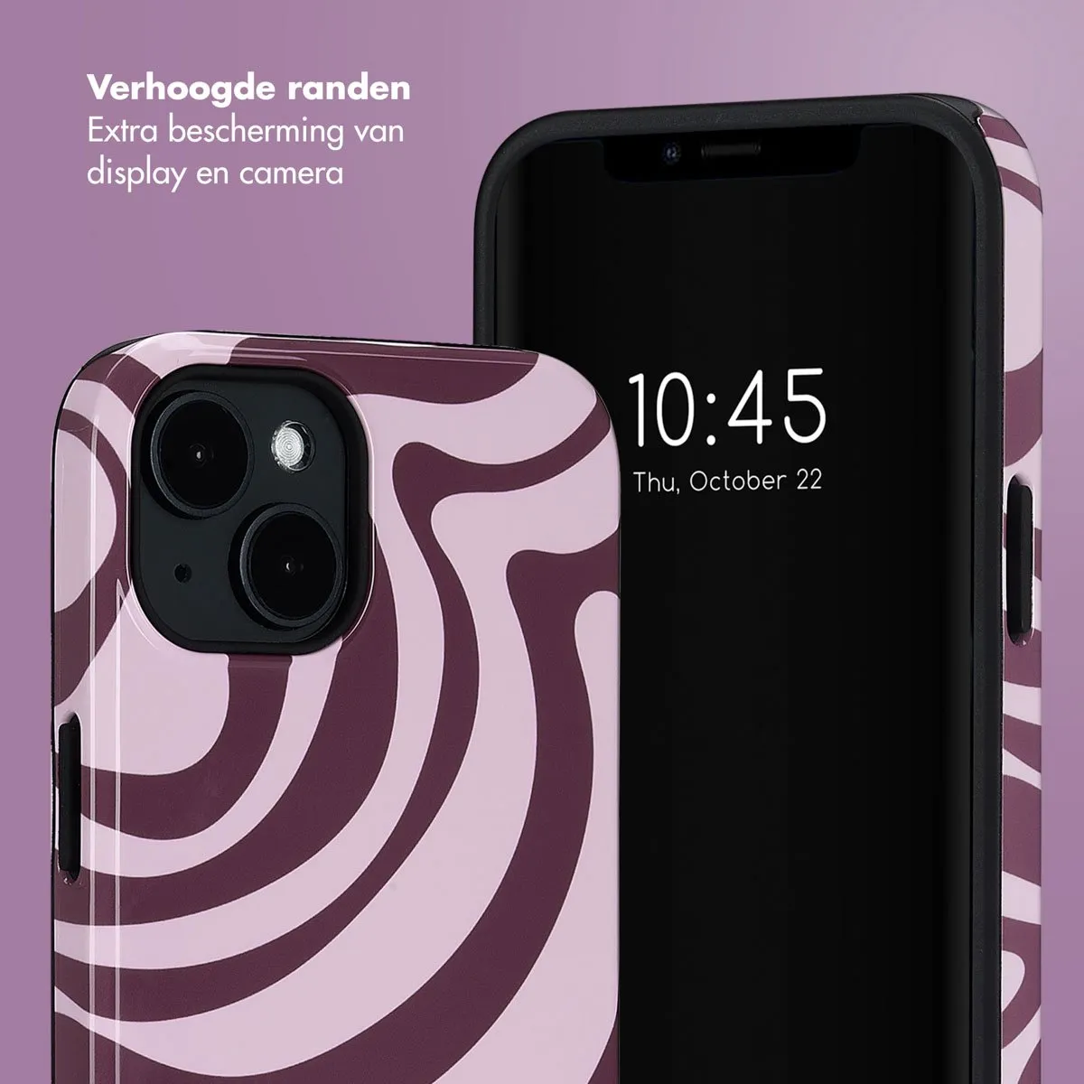 Selencia Hoesje iPhone 14 Wavy Swirl Pink Plum - MagSafe