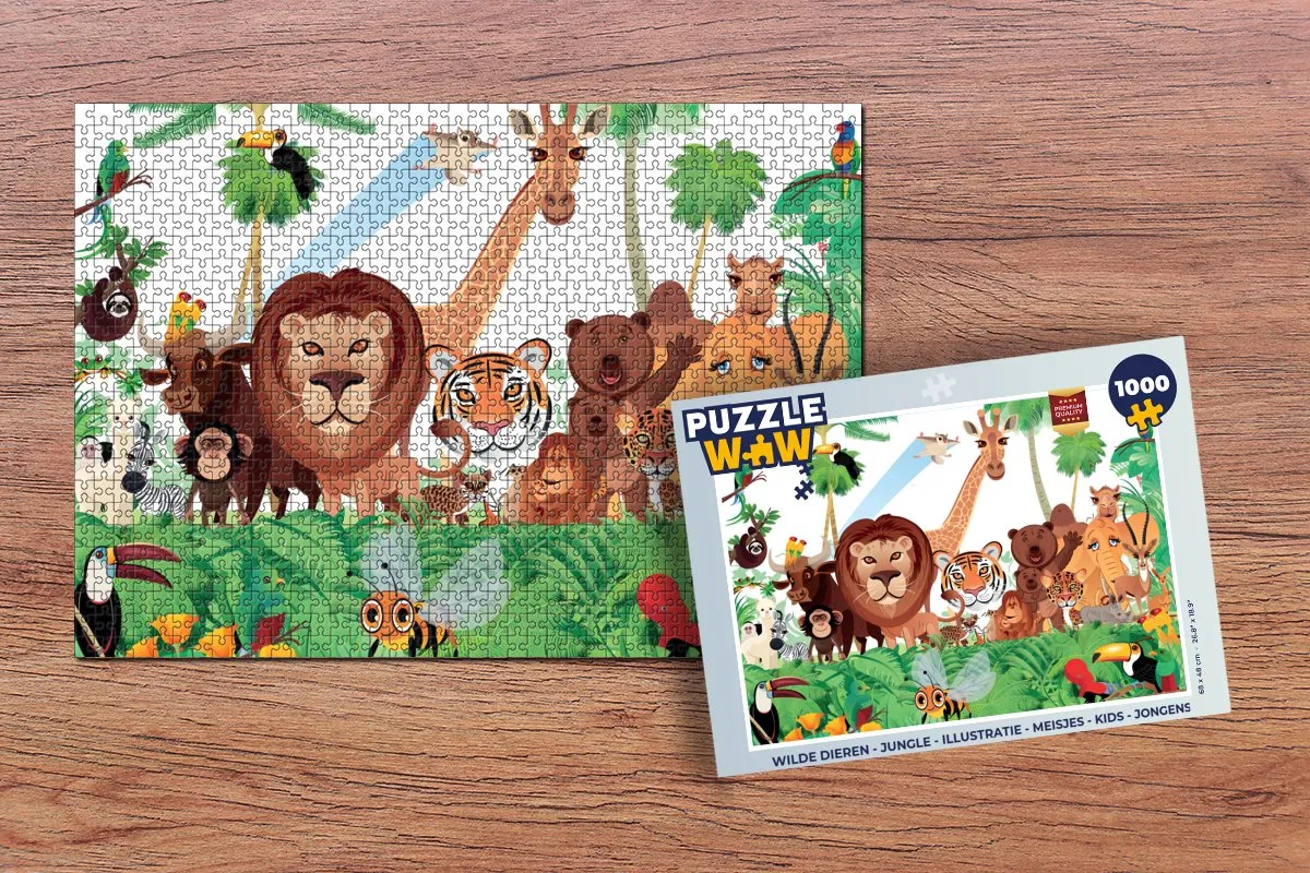 PuzzleWow Wilde Dieren Jungle Legpuzzel 1000 Stuks - Multicolor