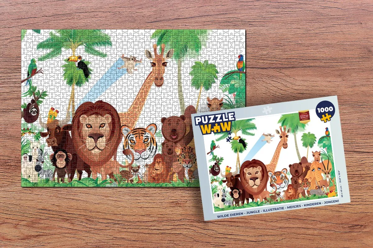 PuzzleWow Wilde Dieren Jungle Legpuzzel 1000 Stuks - Multicolor