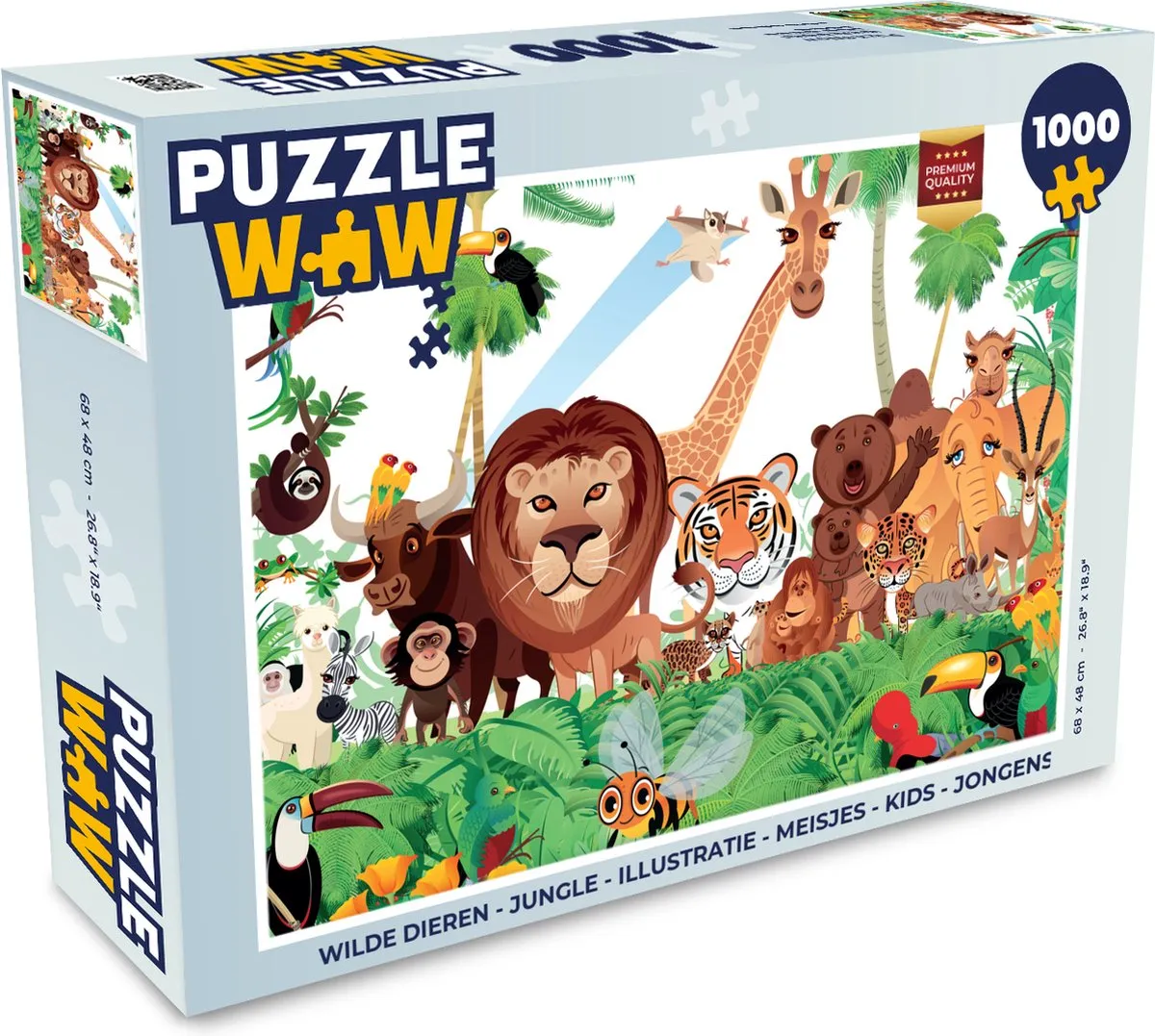 PuzzleWow Wilde Dieren Jungle Legpuzzel 1000 Stuks - Multicolor