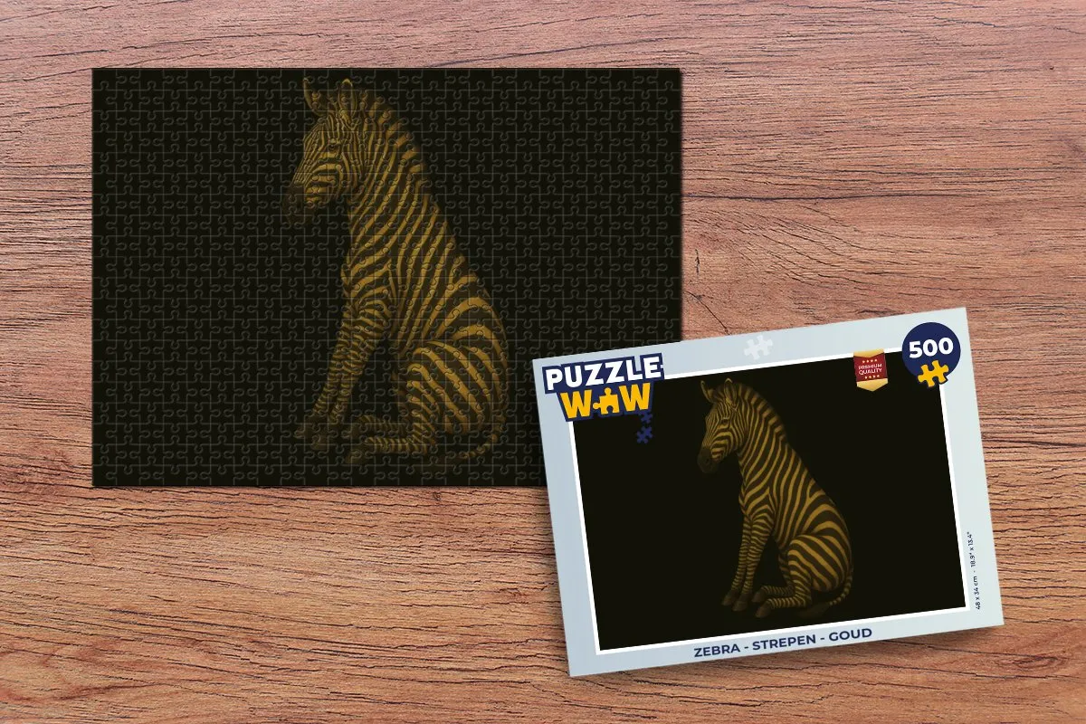 PuzzleWow Zebra Legpuzzel 500 Stuks - Goud