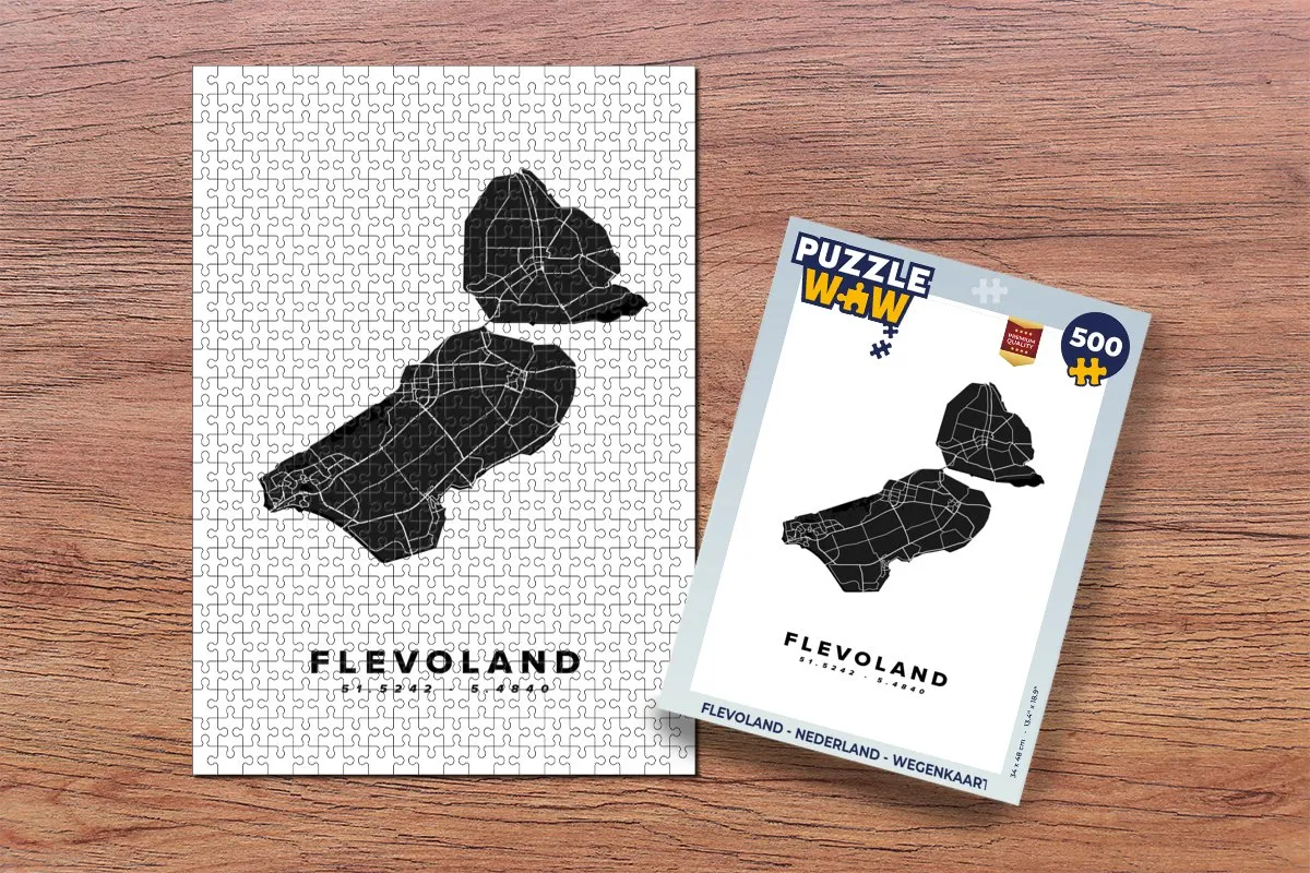 PuzzleWow Flevoland Wegenkaart Legpuzzel 500 Stuks - Multicolor