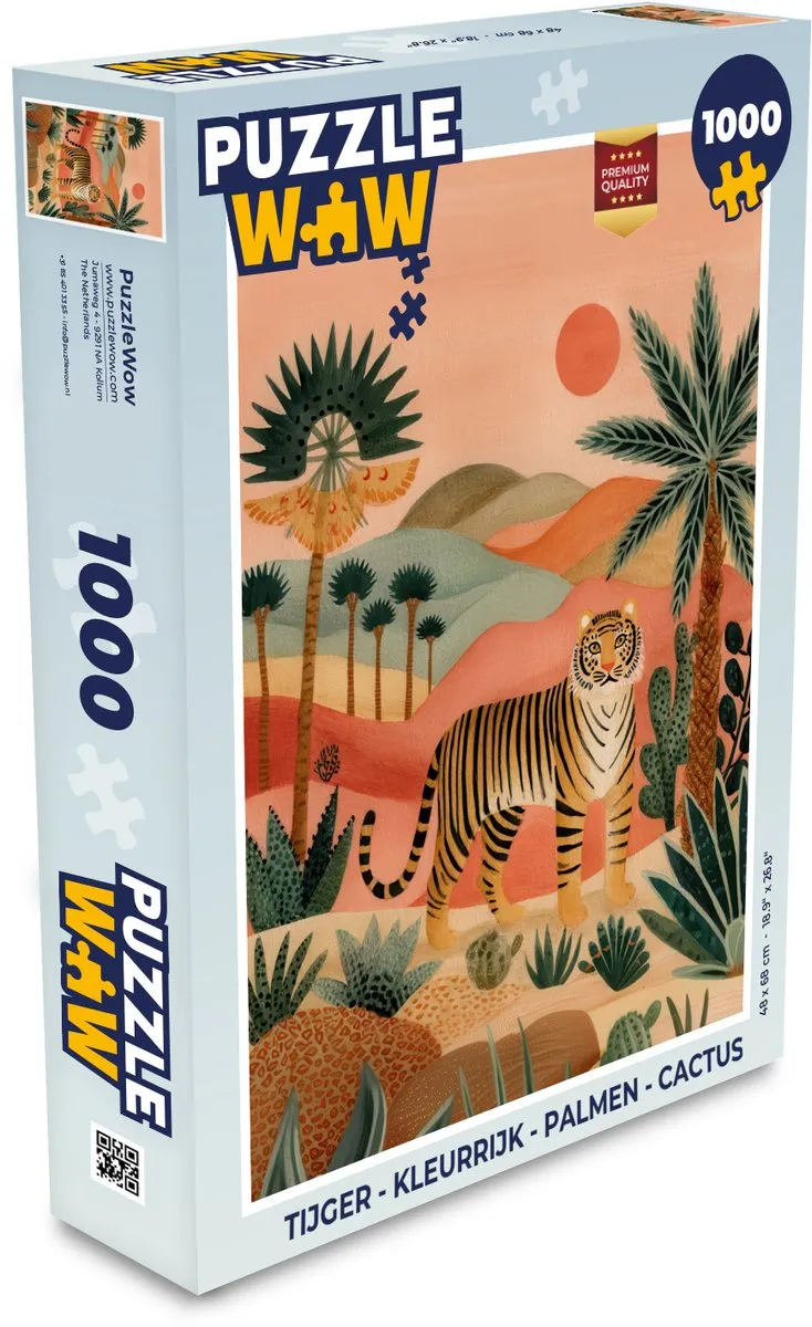 PuzzleWow Tijger Palmen Cactus Legpuzzel 1000 Stuks