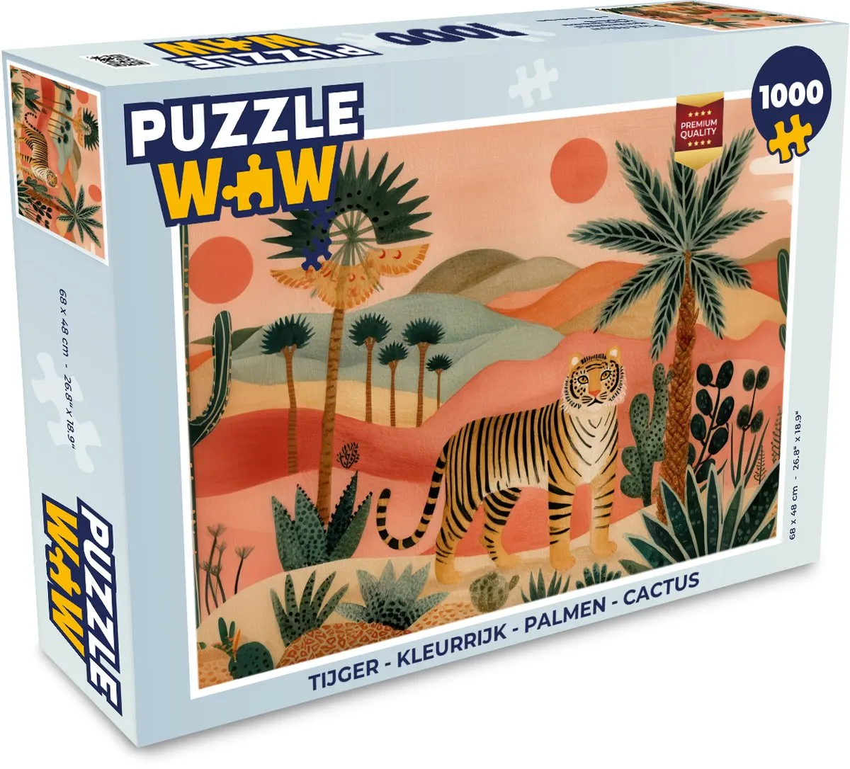 PuzzleWow Tijger Palmen Cactus Legpuzzel 1000 Stuks