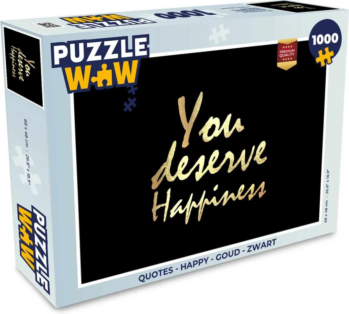 PuzzleWow Quotes Happy Legpuzzel 1000 Stuks - Goud/Zwart