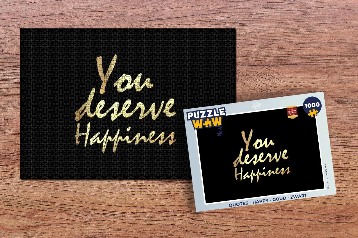 PuzzleWow Quotes Happy Legpuzzel 1000 Stuks - Goud/Zwart